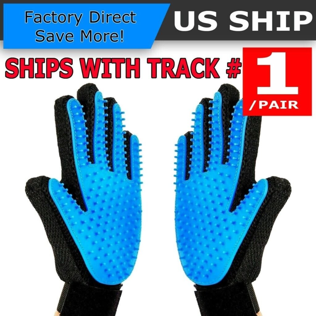 cat brush glove, , UPGRADED PAIR Pet Grooming Gloves Brush Dog Cat Fur