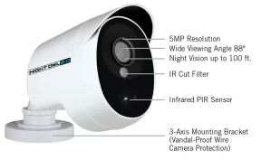 Night Owl CM-PXHD50NW-BU-JF 5MP Bullet Infrared Security Camera and Cable