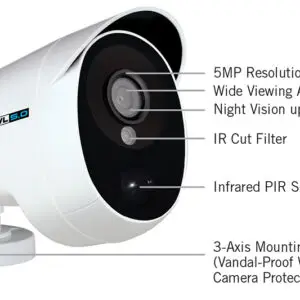 Night Owl CM-PXHD50NW-BU-JF 5MP Bullet Infrared Security Camera and Cable