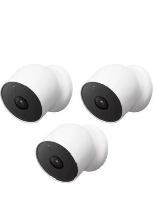 Google - Nest Cam 3 Pack Indoor/Outdoor Wire Free Security Cameras - Snow