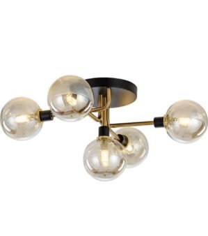 KCO Lighting 5-Light Mid-Century Modern Glass Globe Semi Flush Chandelier