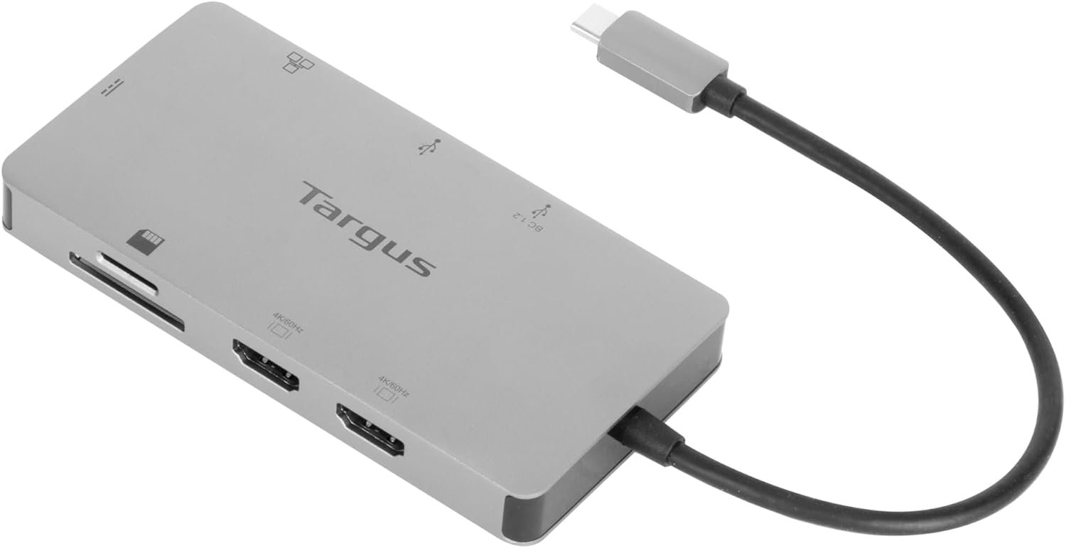 Targus USB-C Dual HDMI Travel Dock, Silver, DSU200TT - Image 2