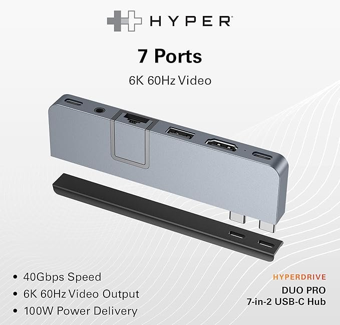 HyperDrive Duo 7-in-2 USB-C Hub, Space Gray - Image 2