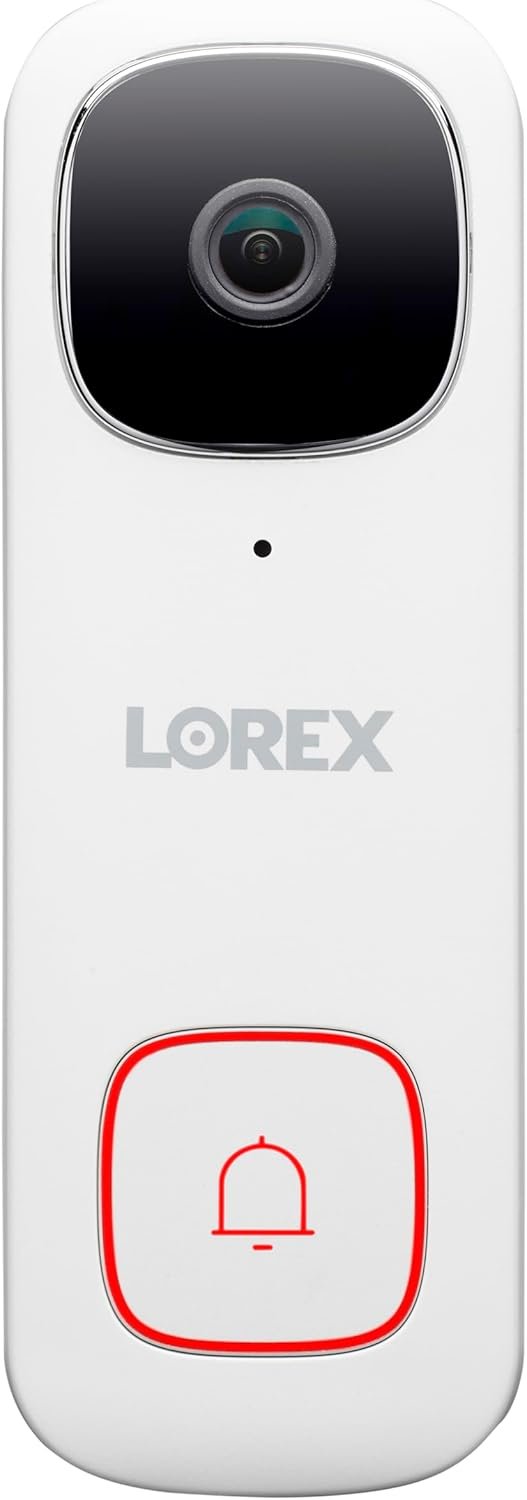 Lorex 2K Wired WiFi Video Doorbell - No Subscription, Color Night Vision, White
