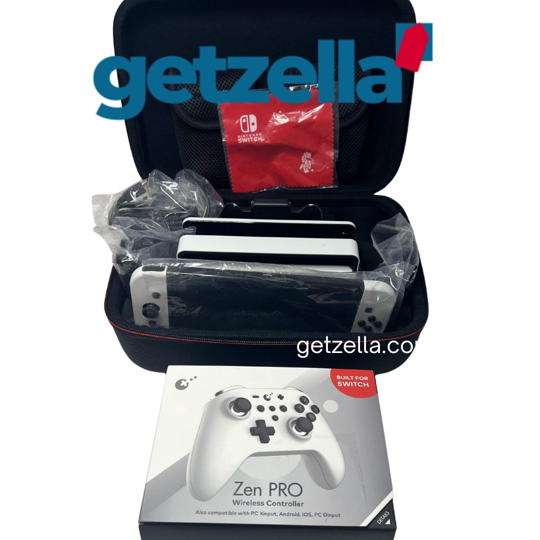 Nintendo Switch OLED Model w_White Joy-Con + Game Traveler Deluxe Travel Case Bundle - Black