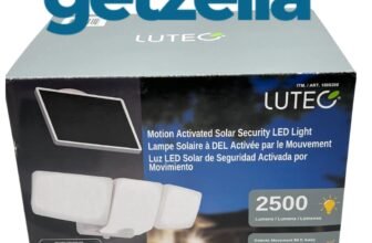 Lutec 2500 Lumen Solar Motion Security Light - Triple Head LED Floodlight