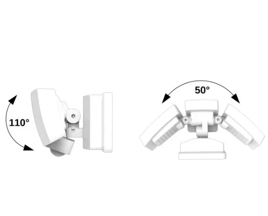 Lutec 2500 Lumen Solar Motion Security Light - Triple Head LED Floodlight - Image 4